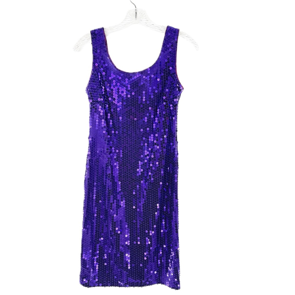 GlenRob Purple Sequined Sheath Dress Bodycon Low-Cut Back Size 7/8 Vintage 90’s - Picture 12 of 17